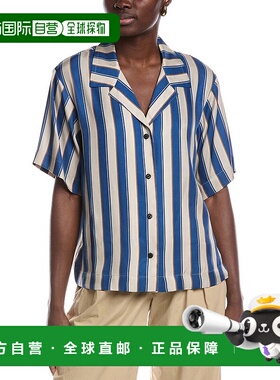 自营 rag & bone Declan Silk-Blend Shirt - blue 美国奥莱直发