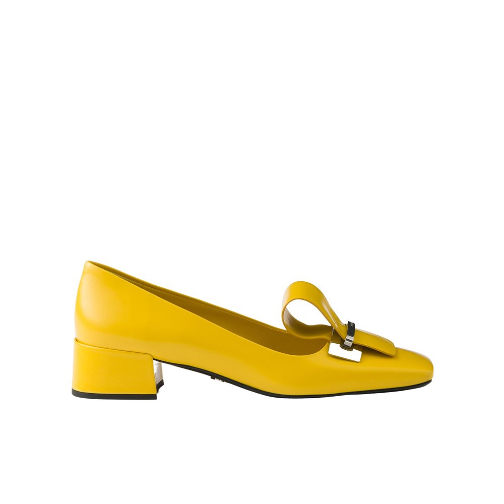 PRADA 女士高跟鞋 1I963N055FD035F0377 CO 黄色 方头高跟鞋