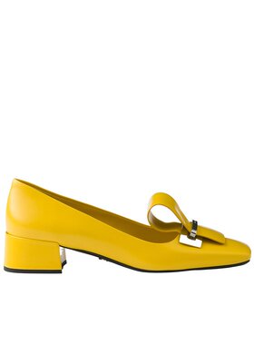 PRADA 女士高跟鞋 1I963N055FD035F0377 CO 黄色 方头高跟鞋