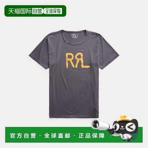 自营欧洲直邮Ralph Lauren拉夫劳伦 男士藏青色棉质RRL牧场Logo T