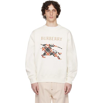 潮奢 Burberry 巴宝莉 男士 白色 Intarsia EKD 套头衫 8110547