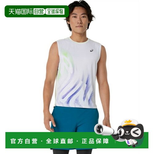 日本直邮亚瑟士 Asics 男士无袖跑步T恤 2011D486-100速干