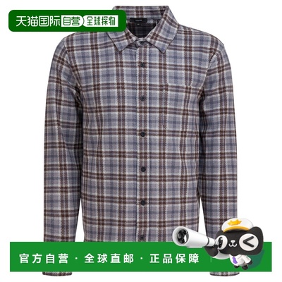 1h可退 香港直邮VINCE 男士 灰色棉混纺衬衫 M06629851A180HFBGRE