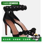 女士 舒适时尚 香港直邮Alaia black黑色 Bombe 绒面革凉鞋