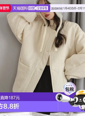 1h可退 日本直邮hinari女装宽松 Jacquard夹棉外套 半拉链设计 HN