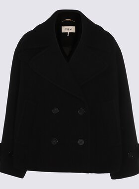CHLOÉ 女士外套 CH25AMA96952001 AW2025 黑色 双排扣大衣