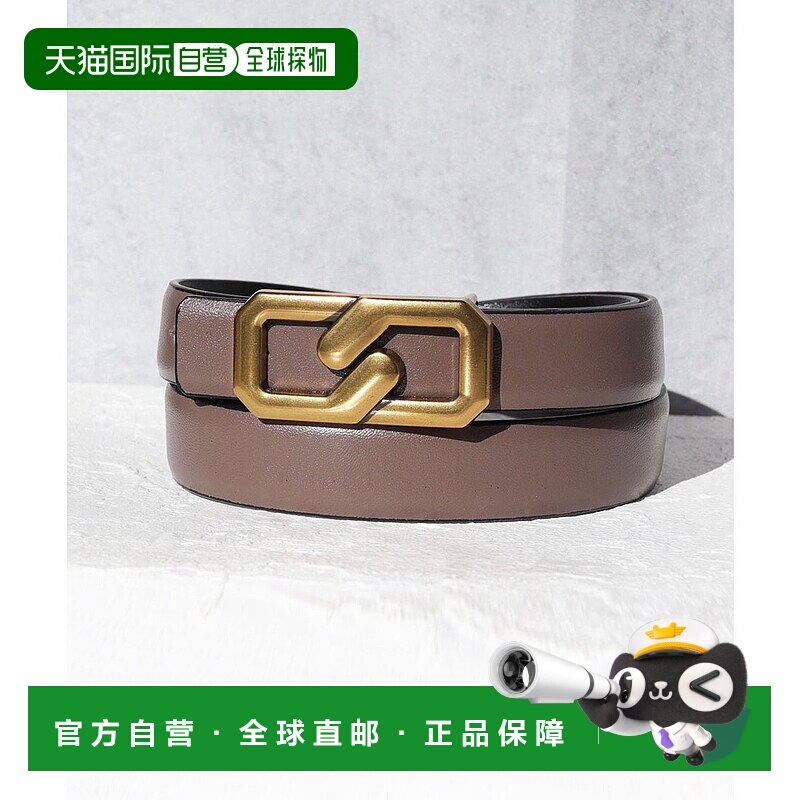 日本直邮florge 牛皮双层面设计搭扣配色皮带 CC 100cm [FL8218EW