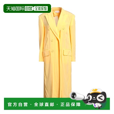 香港直邮Sportmax 斯宝麦斯 女士 双排扣大衣 yellow黄色 舒适时