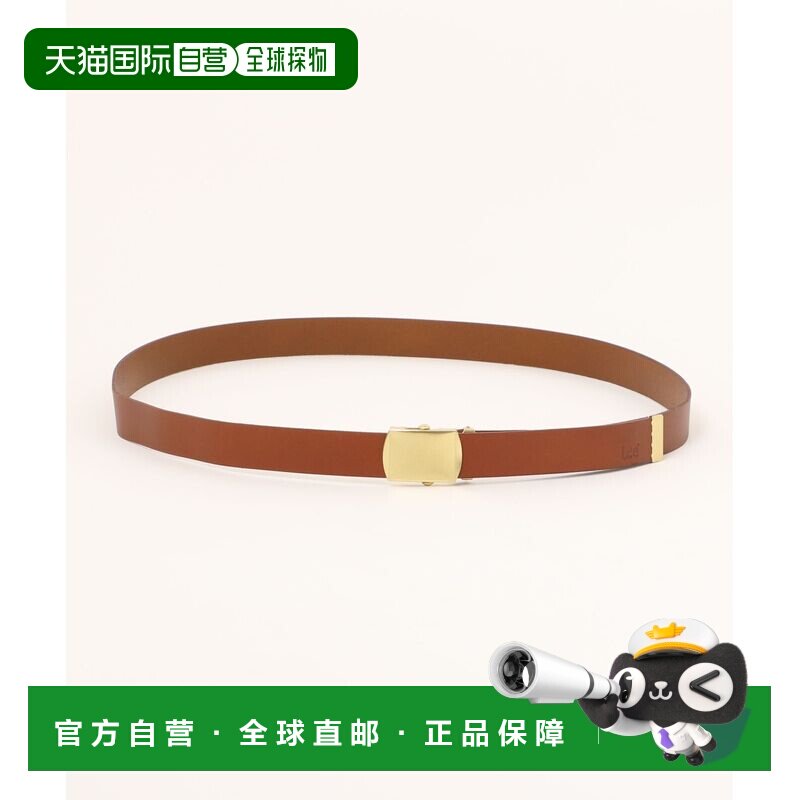 日本直邮Lee男女同款日本制造牛皮复古金扣长款搭扣腰带25mm TCY0