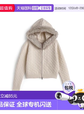 日本直邮日潮 GRL毛绒领双拉链麻花针织连帽衫cc129短款连衣裙