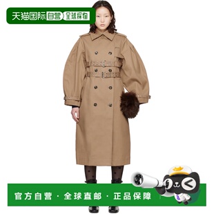 1h可退 香港直邮潮奢 GANNI 甘尼 女士 驼色 Bonded Cotton 风衣
