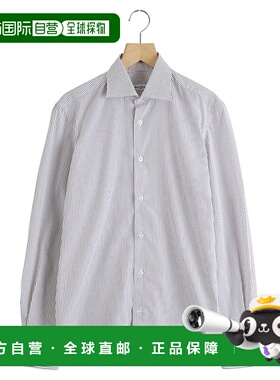 1h可退 日本直邮ERRICO FORMICOLA 男装 全棉条纹长袖衬衫 半透明