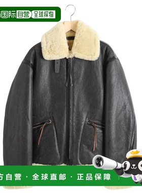 1h可退 日本直邮AVIREX7522男装宽松版型B-6黑色羊皮毛领皮夹克