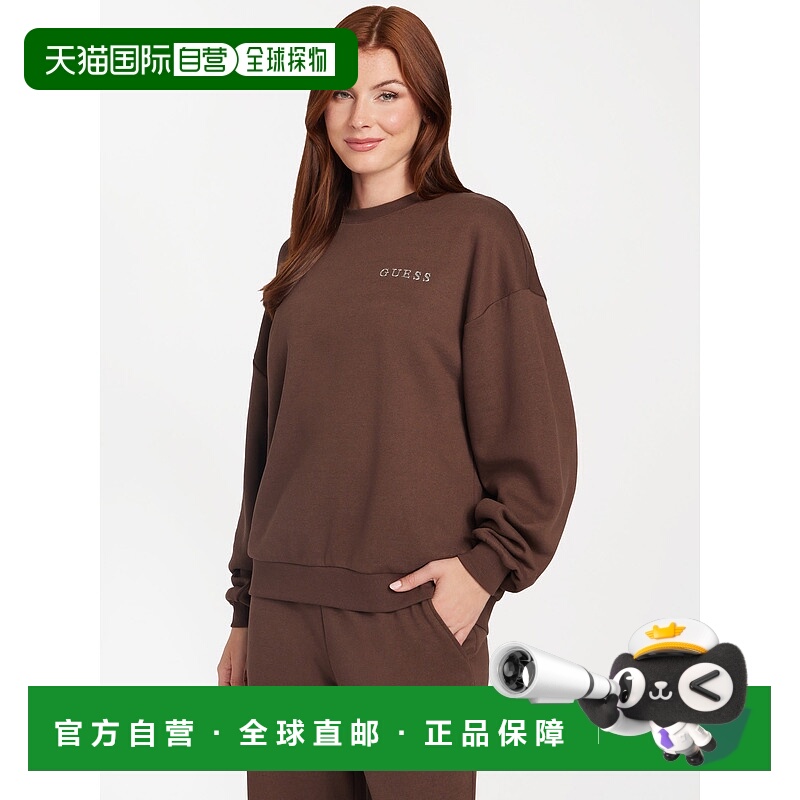 自营guessConstance Logo Crewneck - dark coffee 美国奥莱直发