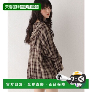 1h可退 日本直邮Heather女装宽松中长款渐变格纹连帽外套 575250