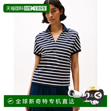 日本直邮Tommy Hilfiger 微弹休闲V领宽松短袖Polo衫 女款