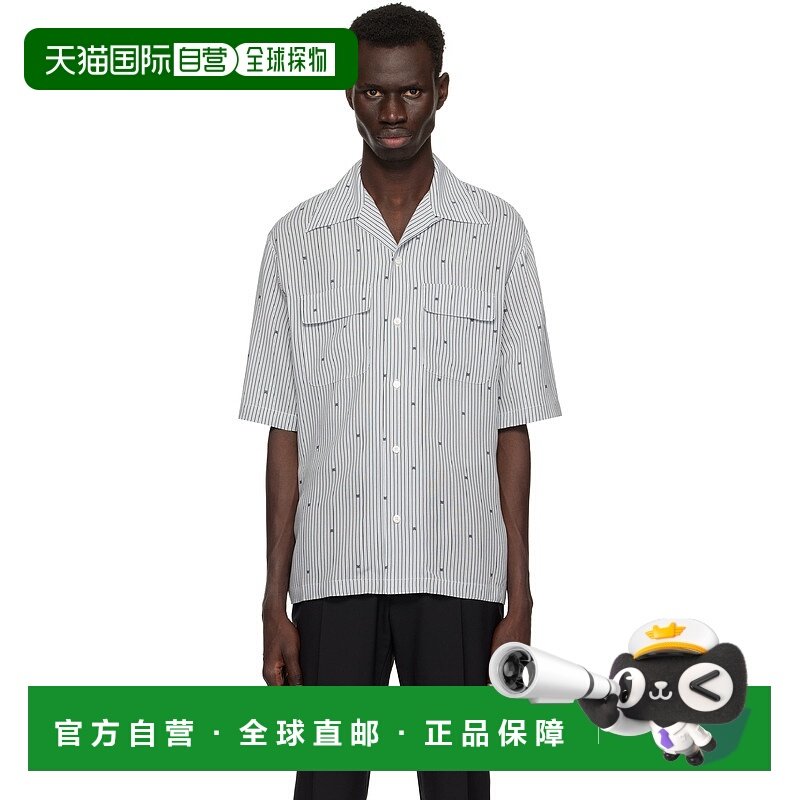 香港直邮AMIRI 男士 黑色 & 白色 MA Pinstripe Camp 衬衫 AMSTCA