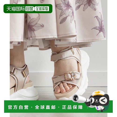 日本直邮RANDA 组合材质可视扣带凉鞋 厚底 黑色 RA041BW016812