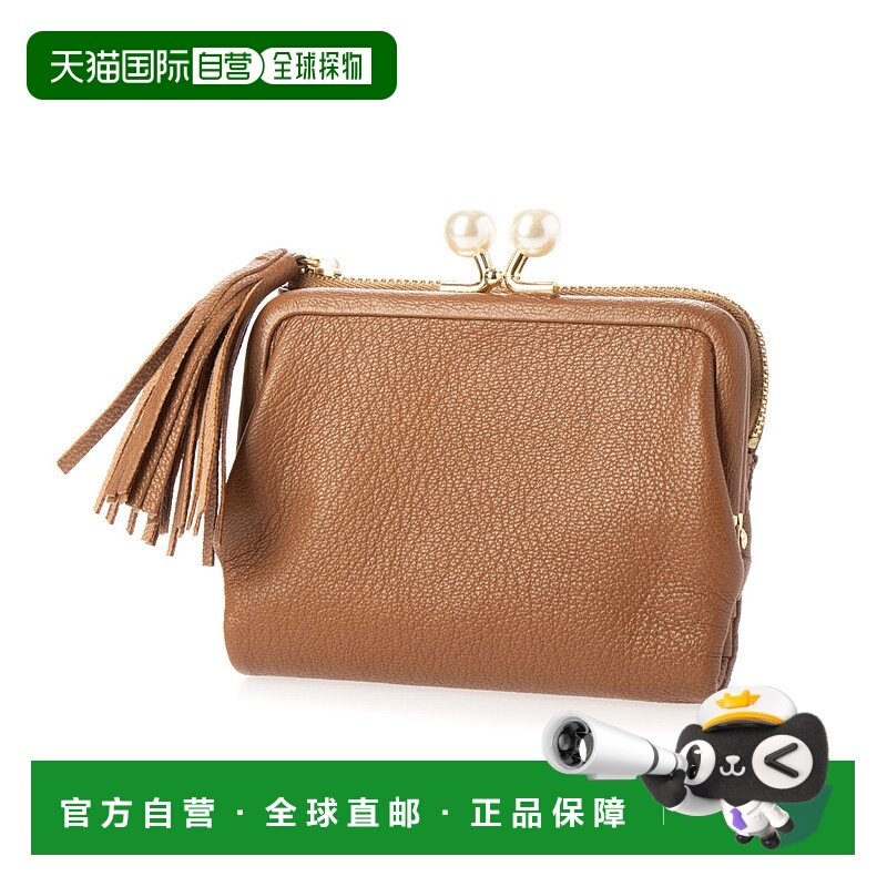 【日本直邮】Perche Perche 亚克力球折钱包（驼色珍珠）羊皮