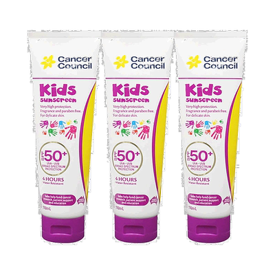 澳大利亚直邮Cancer Council茜茜尔儿童防晒霜滋润110ml3支装正品