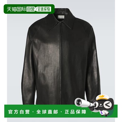 香港直邮The Row 男士 Mount 皮革夹克 black黑色 舒适时尚