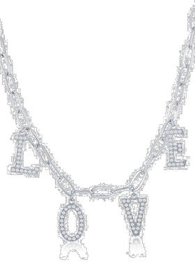 自营 simona925 纯银 CZ“LOVE”回形针项链 - 银白色 美国奥莱直