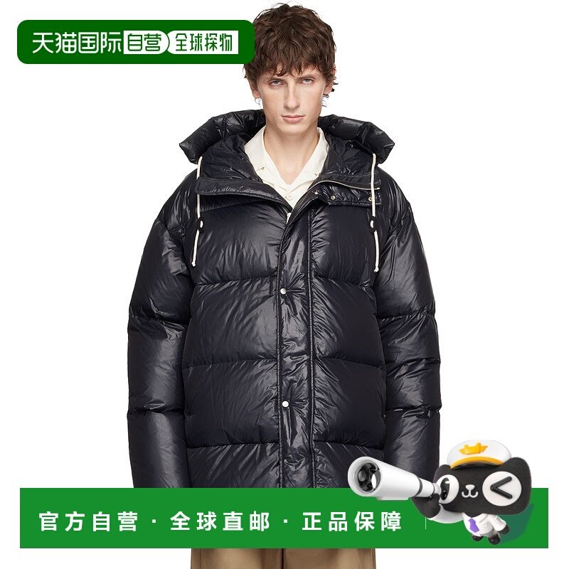 1h可退 香港直邮Jil Sander 吉尔 桑达 男士 黑色连帽羽绒夹克 J4