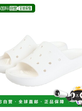 日本直邮Crocs卡骆驰  EVA露趾套穿一字拖鞋 男女同款 白色凉鞋