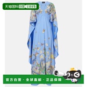香港直邮Etro 艾特罗 女士 1h可退 花朵佩斯利真丝礼服 blue蓝色
