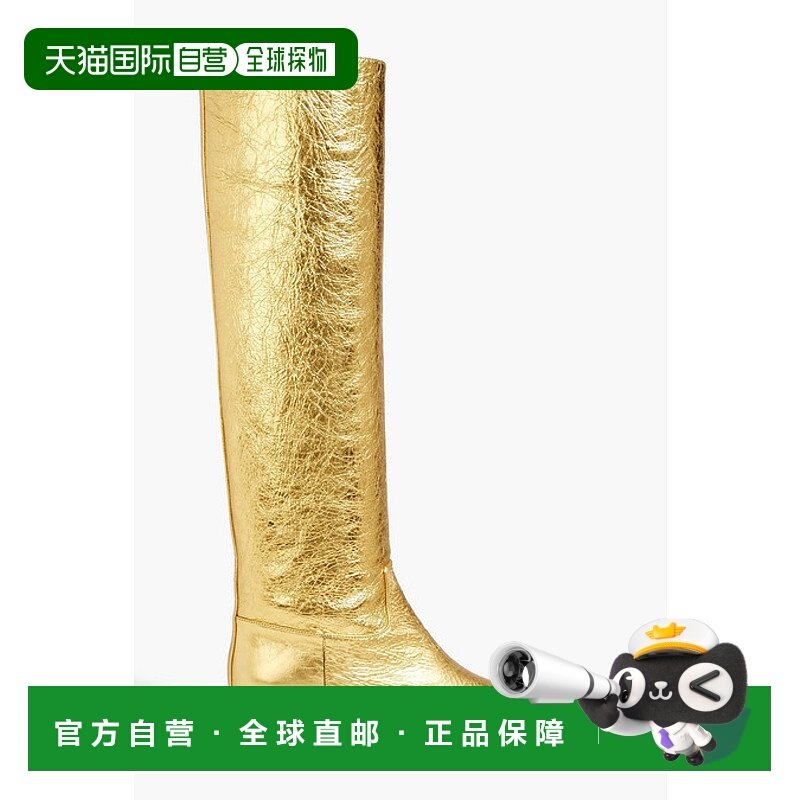 1h可退 香港直邮潮奢 KHAITE 女士 Marfa 金属感织纹皮革及膝靴子