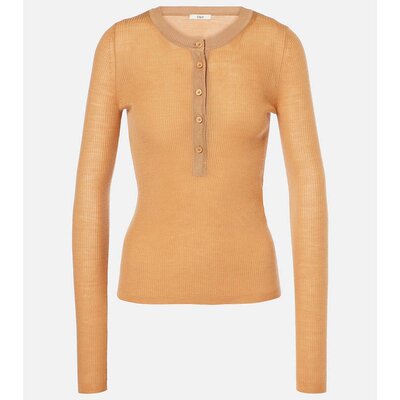 潮奢 Chloe 蔻依 女士 罗纹针织羊毛亨利领衬衫 000767