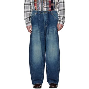 美国直邮NEEDLES男士牛仔裤徽标抽绳褪色做旧休闲时尚 男装下装