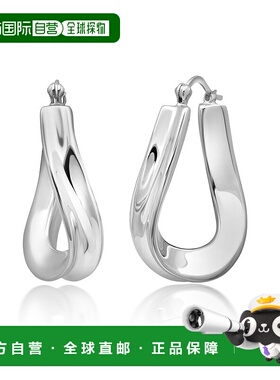 自营 max + stone925 纯银 34X21X4 毫米圈形耳环 - 银白色 美国