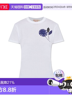 香港直邮MARNI 女士T恤 THJE0375S0UTC44600W01 AW2025 白色短袖