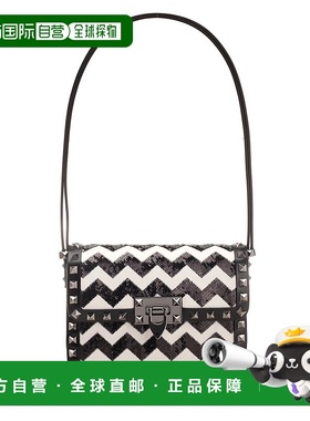 自营 Valentino Garavani Rockstud23折叠式单肩包-黑色、白色 美