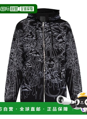 香港直邮GIVENCHY 男士夹克 BMJ0HB3YEN001 AW2023 黑色 图案连帽