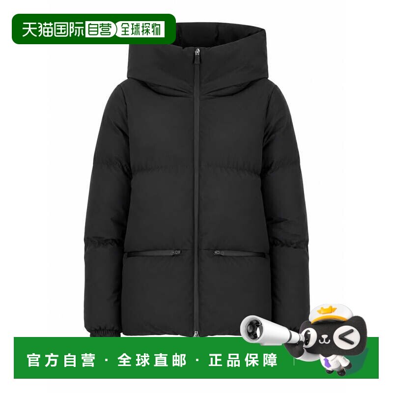 自营herno黑色夹棉河豚夹克，搭配高领和连衣帽-黑色 美国奥莱直图片