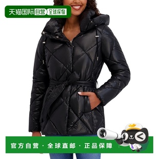 自营Kensie Cire Belted Puffer Jacket - black 美国奥莱直发