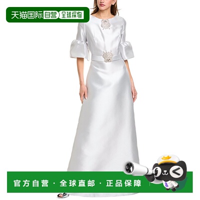 自营Reem Acra Trumpet Half-Sleeve Caftan - silver 美国奥莱直