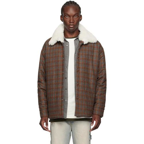 We11done|棕色格纹保暖仿羊毛夹克