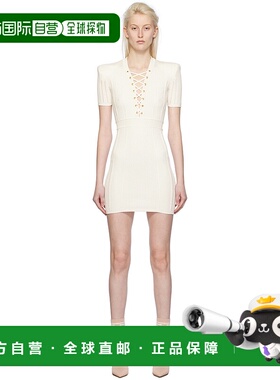 1h可退 香港直邮潮奢 Balmain 巴尔曼 女士 白色 Laced V-Neck 连