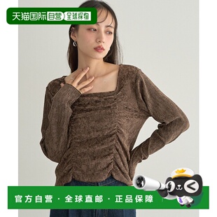 1h可退 日本直邮earth music&ecology 女装 宽松方领褶饰半拉链仿