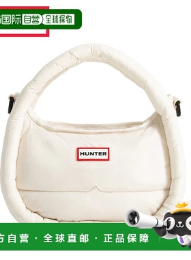 日本直邮Hunter Flamed Puffer Midi Hobo 包白色柳木色UBX3712KB