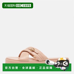 自营Gianvito Rossi Pink Leather Alima Slide Flats - pink 美