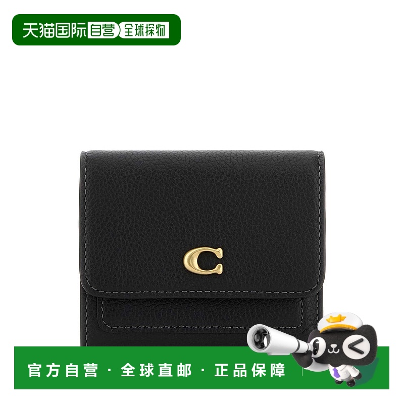 1h可退 香港直邮潮奢 Coach 蔻驰 女士 黑色皮革钱包 CAO13B4BLAC