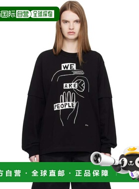 1h可退 香港直邮潮奢 Sacai 女士 黑色 geoff sacai 系列印花长袖