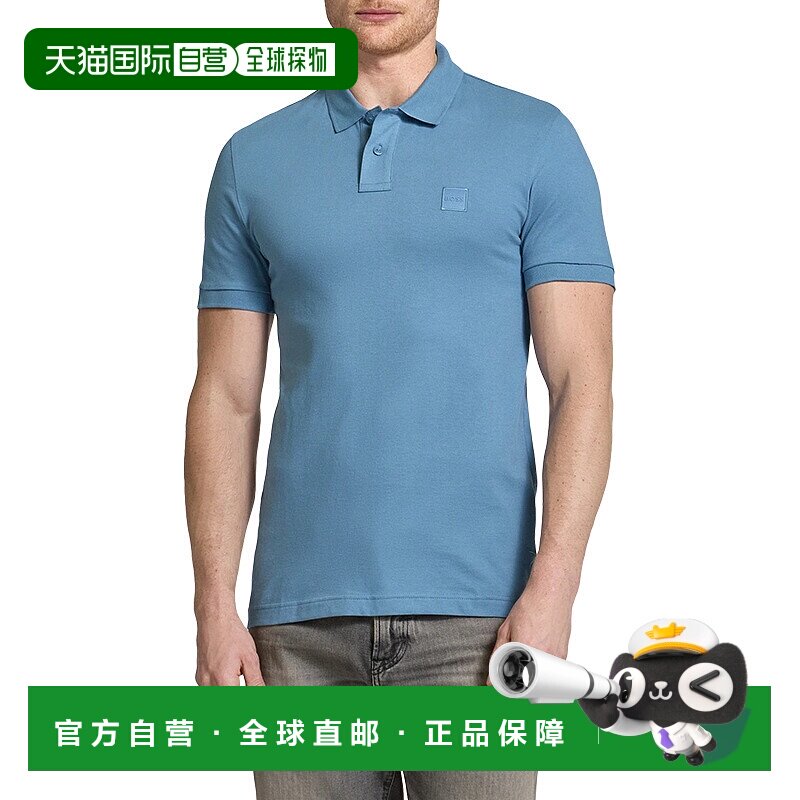 香港直邮HUGO BOSS 雨果博斯男士棉质徽章图案商务休闲短袖POLO衫