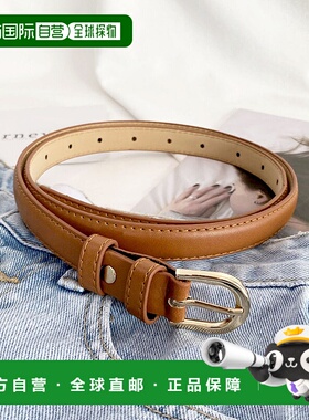 日本直邮florge 简约细款PU皮革圆形扣通用腰带 FL8218EW06260 腰