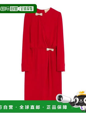 香港直邮VALENTINO 女士连衣裙 BVAHB01MMR9M CO 红色 长袖连衣裙