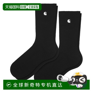 WIP 2双装 FW22 男款 黑色 纯色刺绣Logo长袜 日本直邮Carhartt